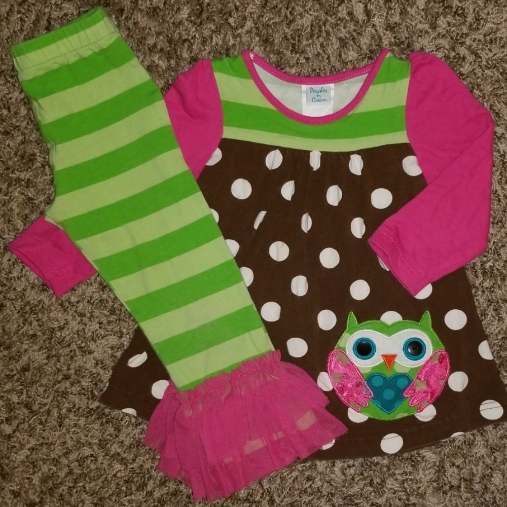 Peaches n Cream owl tunic set 2T
